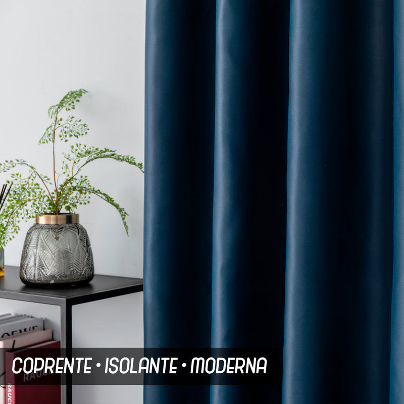 COPPIA TENDE FIJI OSCURANTI TINTA UNITA 2X70X145CM BLU