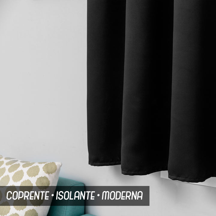 COPPIA TENDE FIJI OSCURANTI TINTA UNITA 2X70X150CM NERO