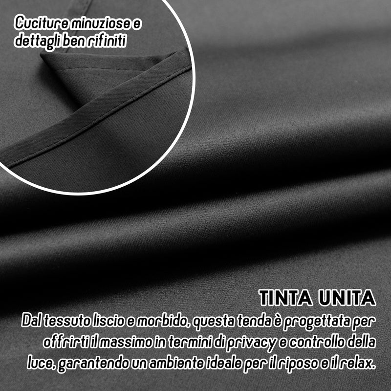 COPPIA TENDE FIJI OSCURANTI TINTA UNITA 2X70X145CM NERO