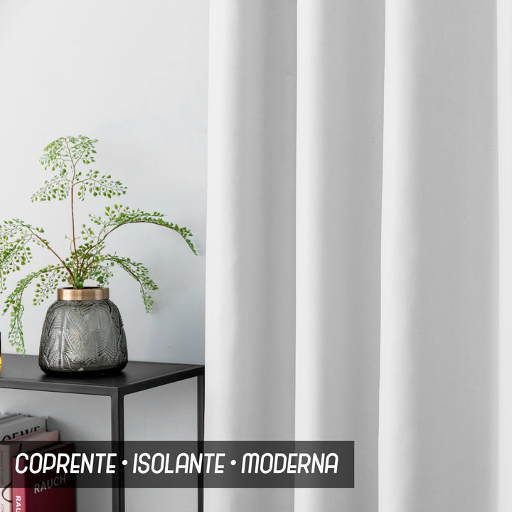 COPPIA TENDE FIJI SEMI OSCURANTI TINTA UNITA 2X55X240CM BIANCO