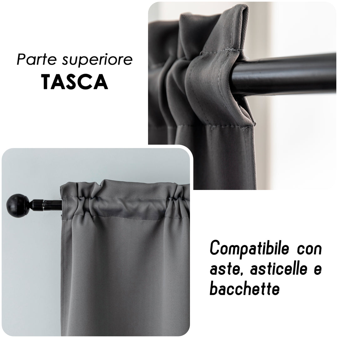 COPPIA TENDE FIJI OSCURANTI TINTA UNITA 2X70X240CM GRIGIO