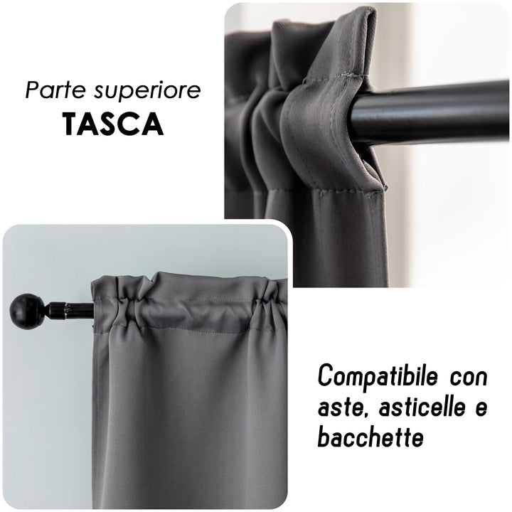 COPPIA TENDE FIJI OSCURANTI TINTA UNITA 2X70X240CM GRIGIO