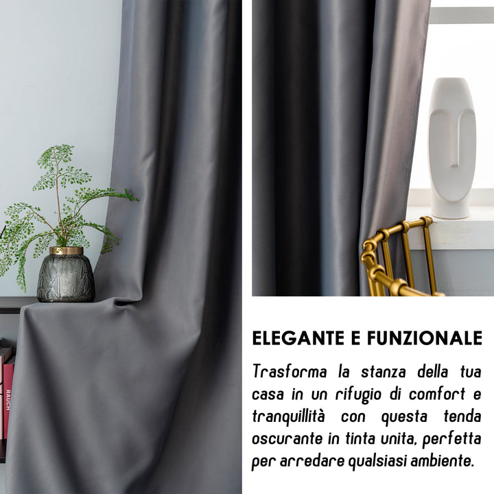 COPPIA TENDE FIJI OSCURANTI TINTA UNITA 2X70X240CM GRIGIO