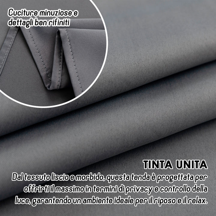 COPPIA TENDE FIJI OSCURANTI TINTA UNITA 2X70X240CM GRIGIO