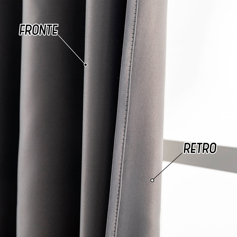 COPPIA TENDE FIJI OSCURANTI TINTA UNITA 2X70X235CM GRIGIO