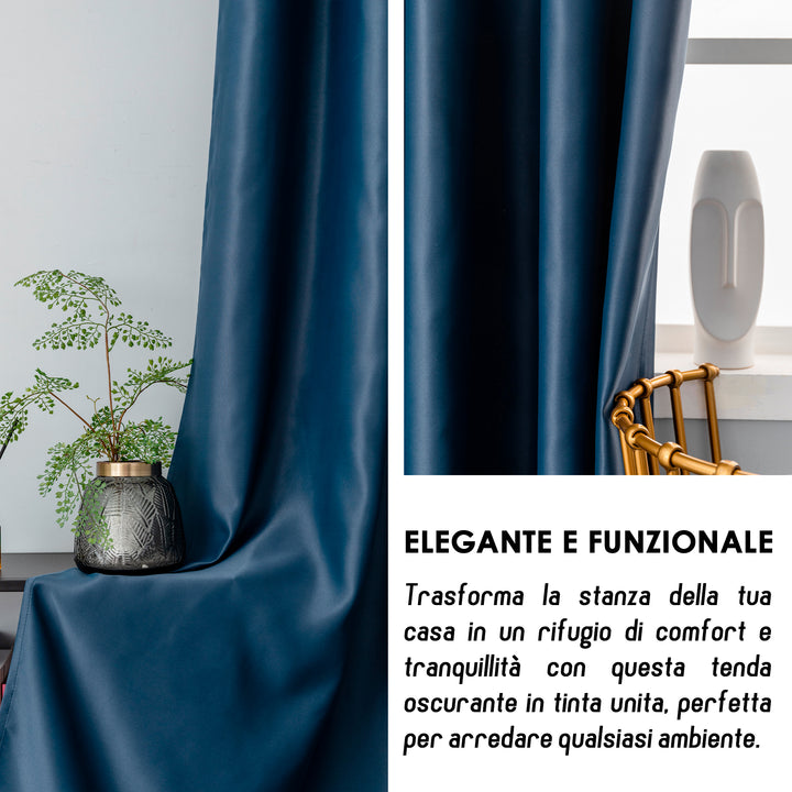 COPPIA TENDE FIJI OSCURANTI TINTA UNITA 2X70X240CM BLU