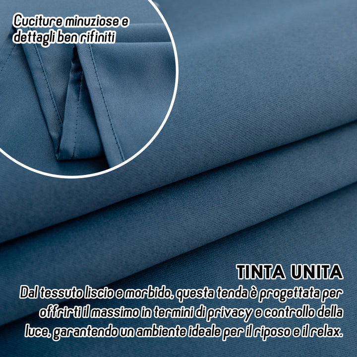 COPPIA TENDE FIJI OSCURANTI TINTA UNITA 2X70X240CM BLU
