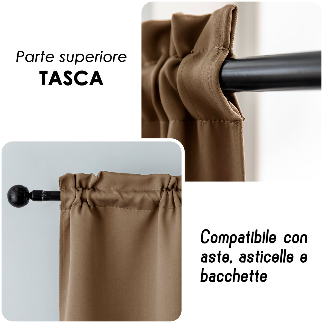 COPPIA TENDE FIJI OSCURANTI TINTA UNITA 2X70X240CM MARRONE