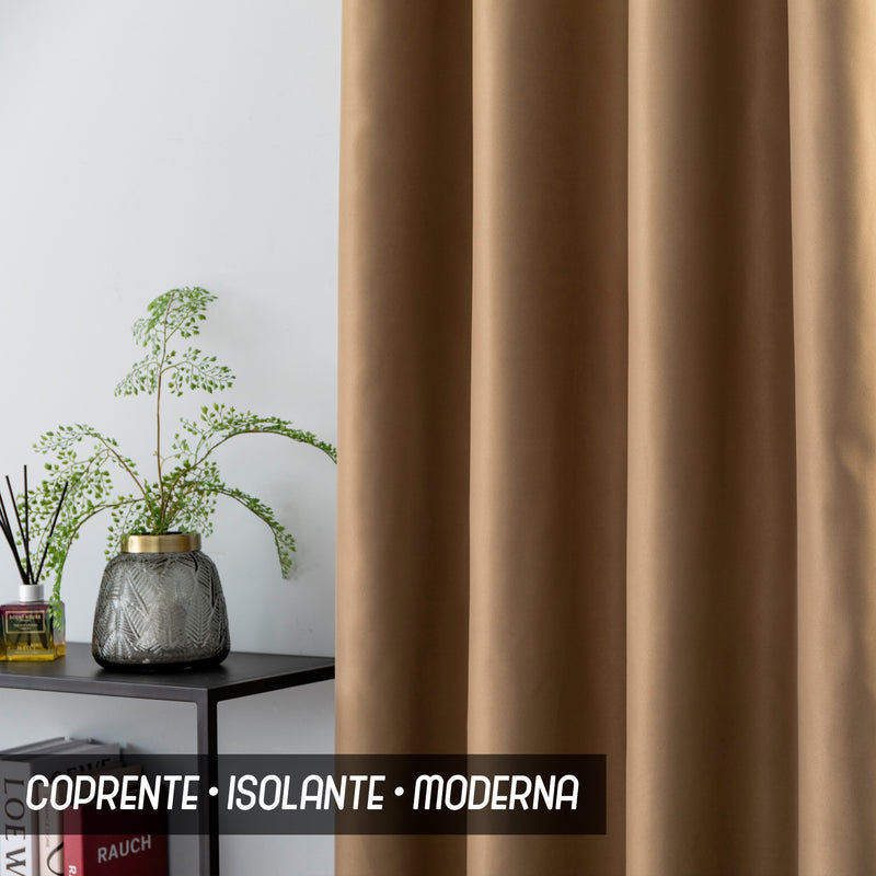 COPPIA TENDE FIJI OSCURANTI TINTA UNITA 2X70X235CM MARRONE