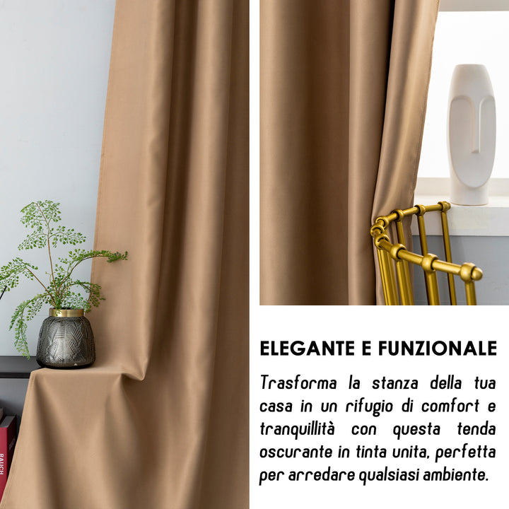 COPPIA TENDE FIJI OSCURANTI TINTA UNITA 2X70X240CM MARRONE