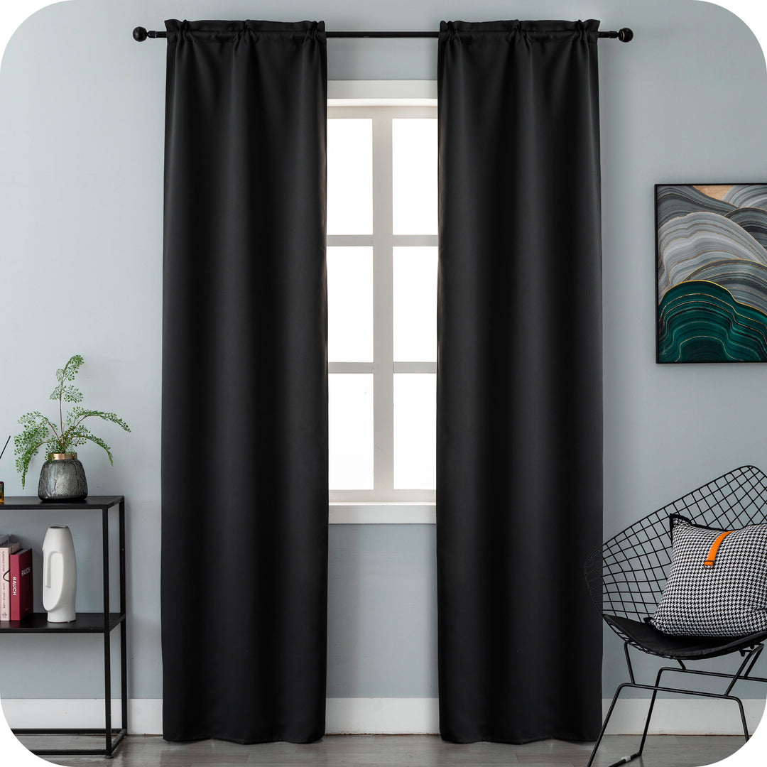 COPPIA TENDE FIJI OSCURANTI TINTA UNITA 2X70X240CM NERO