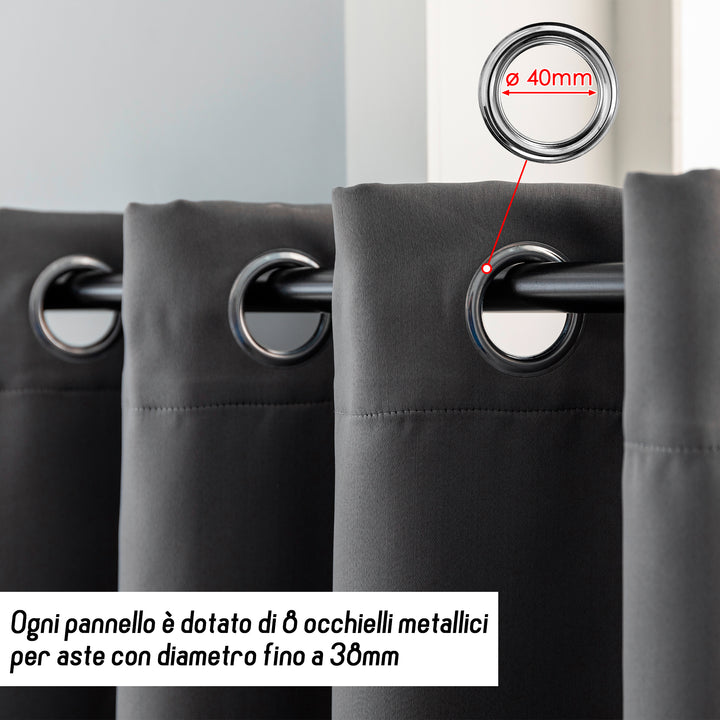 TENDA FIJI OSCURANTE TINTA UNITA 1 PANNELLO 140X240CM GRIGIO