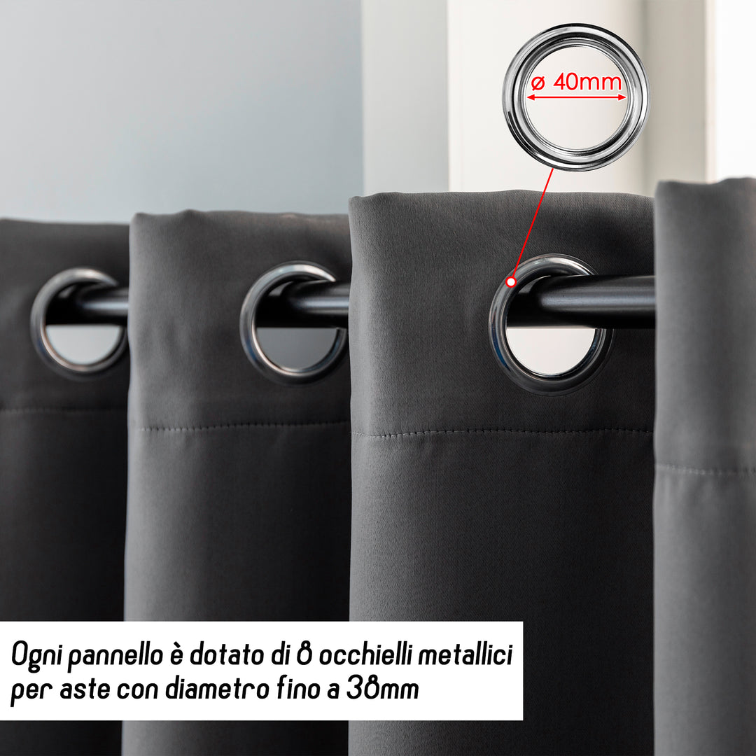 TENDA FIJI OSCURANTE TINTA UNITA 1 PANNELLO 140X290CM GRIGIO