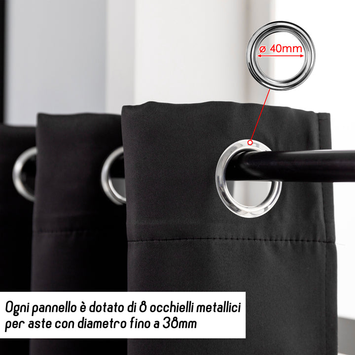TENDA FIJI OSCURANTE TINTA UNITA 1 PANNELLO 140X290CM NERO