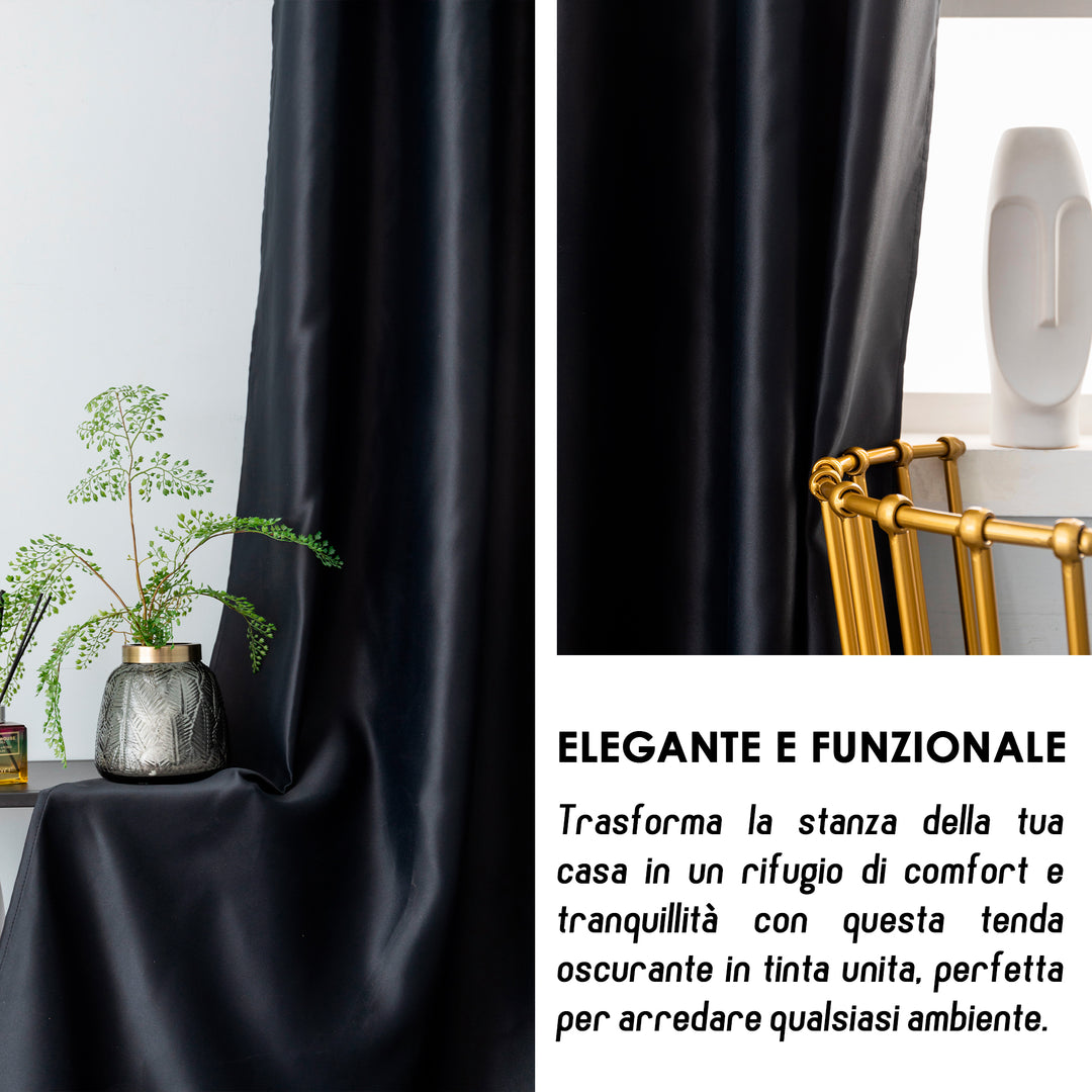 TENDA FIJI OSCURANTE TINTA UNITA 1 PANNELLO 140X290CM NERO