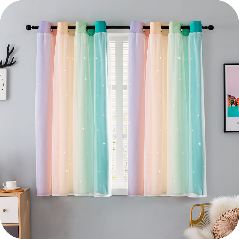 TENDA EVIA SEMI OSCURANTE ARCOBALENO CALDO CON FORI A STELLE 1 PANNELLO 140X150CM