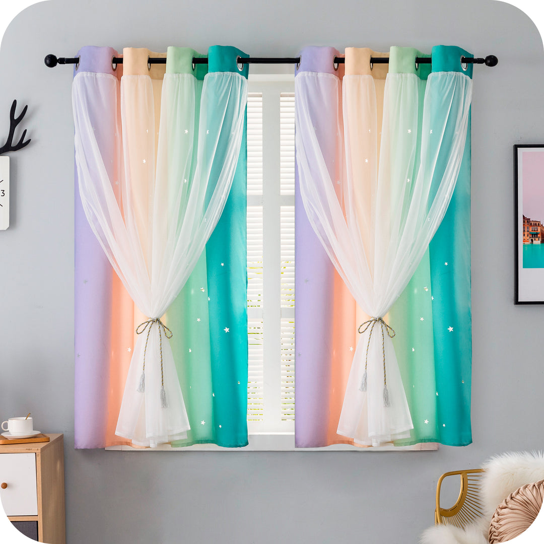 TENDA EVIA SEMI OSCURANTE ARCOBALENO CALDO CON FORI A STELLE 1 PANNELLO 140X150CM