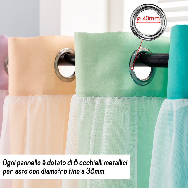 TENDA EVIA SEMI OSCURANTE ARCOBALENO CALDO CON FORI A STELLE 1 PANNELLO 140X290CM