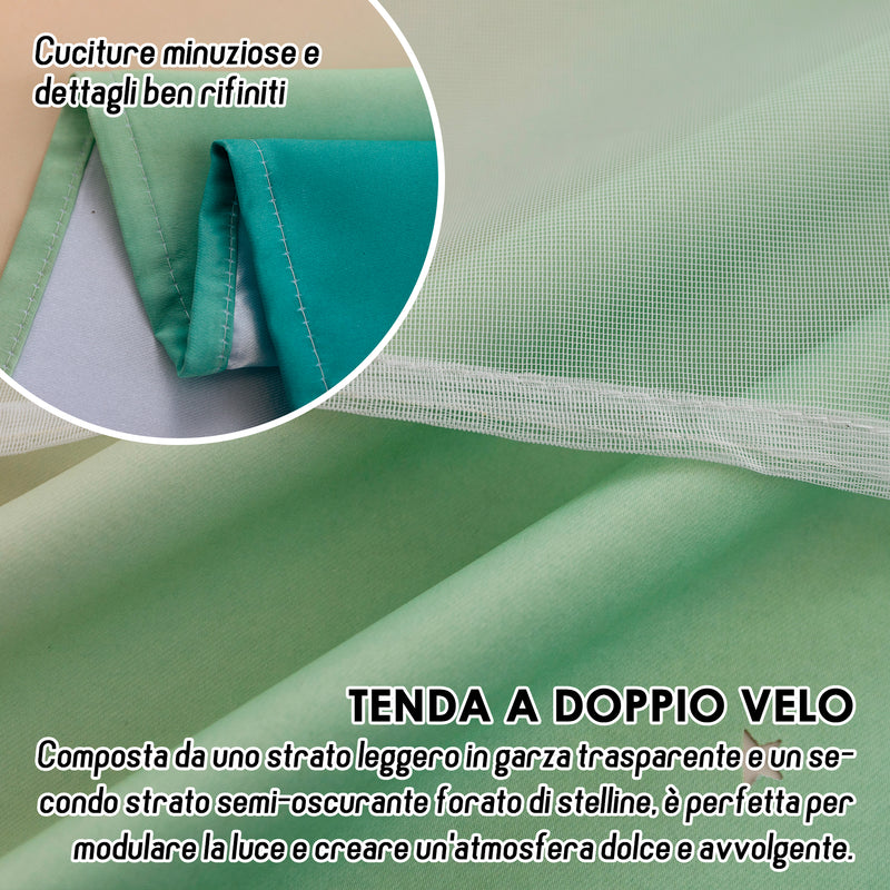 TENDA EVIA SEMI OSCURANTE ARCOBALENO CALDO CON FORI A STELLE 1 PANNELLO 140X290CM