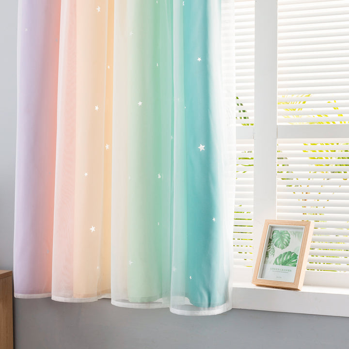 TENDA EVIA SEMI OSCURANTE ARCOBALENO CALDO CON FORI A STELLE 1 PANNELLO 140X150CM
