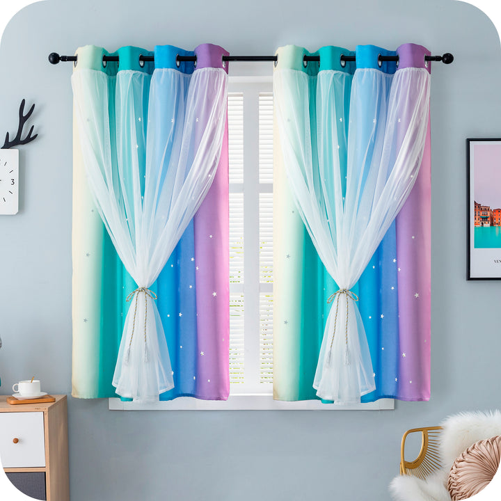 TENDA EVIA SEMI OSCURANTE ARCOBALENO FREDDO CON FORI A STELLE 1 PANNELLO 140X150CM