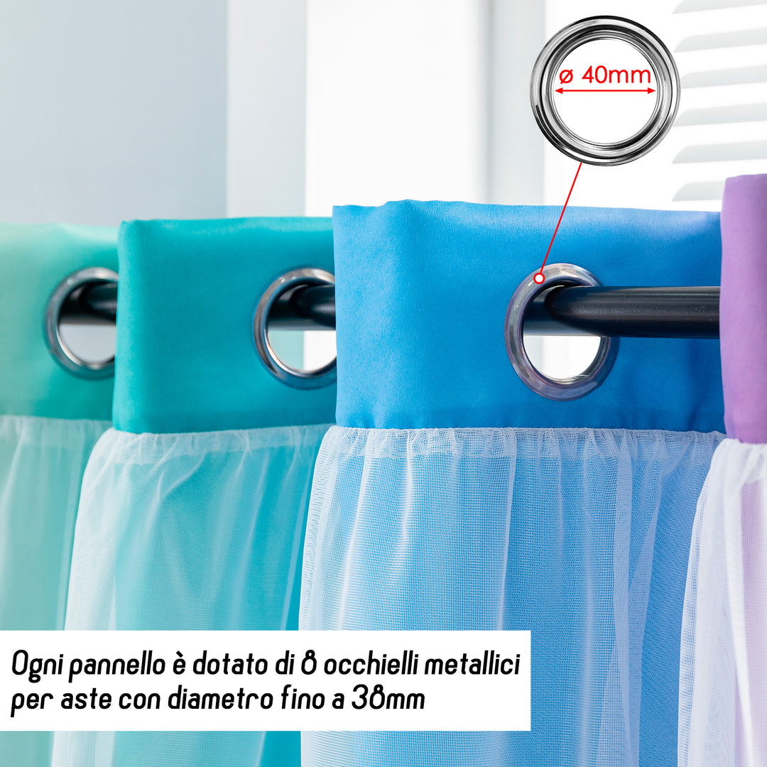 TENDA EVIA SEMI OSCURANTE ARCOBALENO FREDDO CON FORI A STELLE 1 PANNELLO 140X290CM