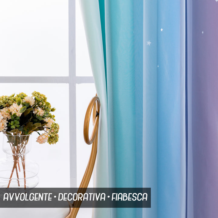 TENDA EVIA SEMI OSCURANTE ARCOBALENO FREDDO CON FORI A STELLE 1 PANNELLO 140X290CM