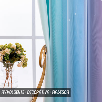 TENDA EVIA SEMI OSCURANTE ARCOBALENO FREDDO CON FORI A STELLE 1 PANNELLO 140X240CM