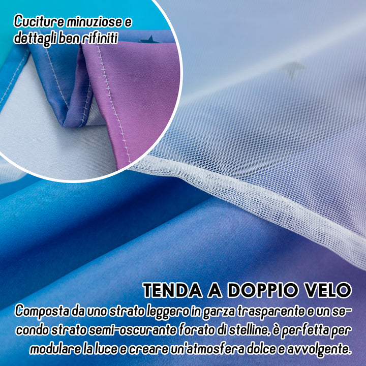 TENDA EVIA SEMI OSCURANTE ARCOBALENO FREDDO CON FORI A STELLE 1 PANNELLO 140X290CM