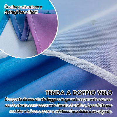 TENDA EVIA SEMI OSCURANTE ARCOBALENO FREDDO CON FORI A STELLE 1 PANNELLO 140X240CM