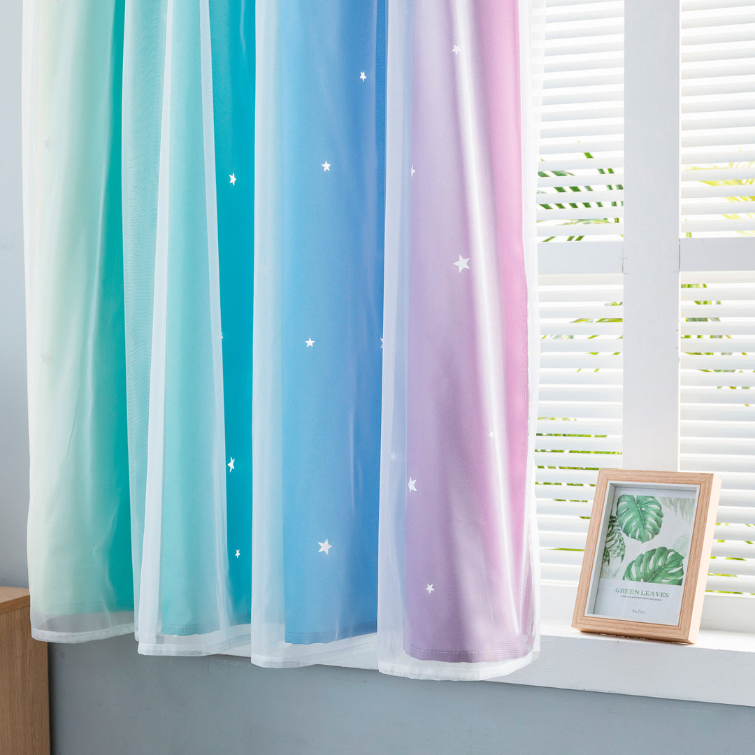 TENDA EVIA SEMI OSCURANTE ARCOBALENO FREDDO CON FORI A STELLE 1 PANNELLO 140X150CM