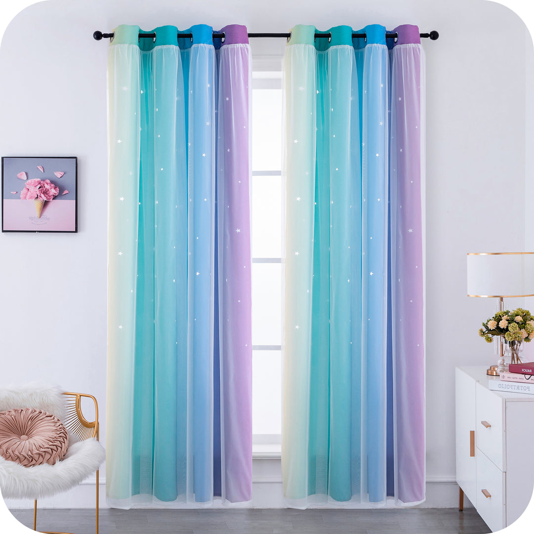 TENDA EVIA SEMI OSCURANTE ARCOBALENO FREDDO CON FORI A STELLE 1 PANNELLO 140X290CM