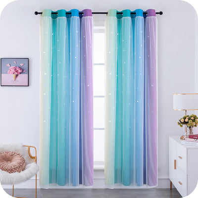 TENDA EVIA SEMI OSCURANTE ARCOBALENO FREDDO CON FORI A STELLE 1 PANNELLO 140X240CM