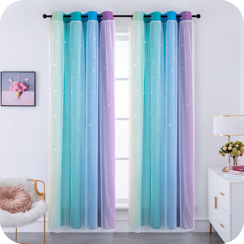 TENDA EVIA SEMI OSCURANTE ARCOBALENO FREDDO CON FORI A STELLE 1 PANNELLO 140X240CM