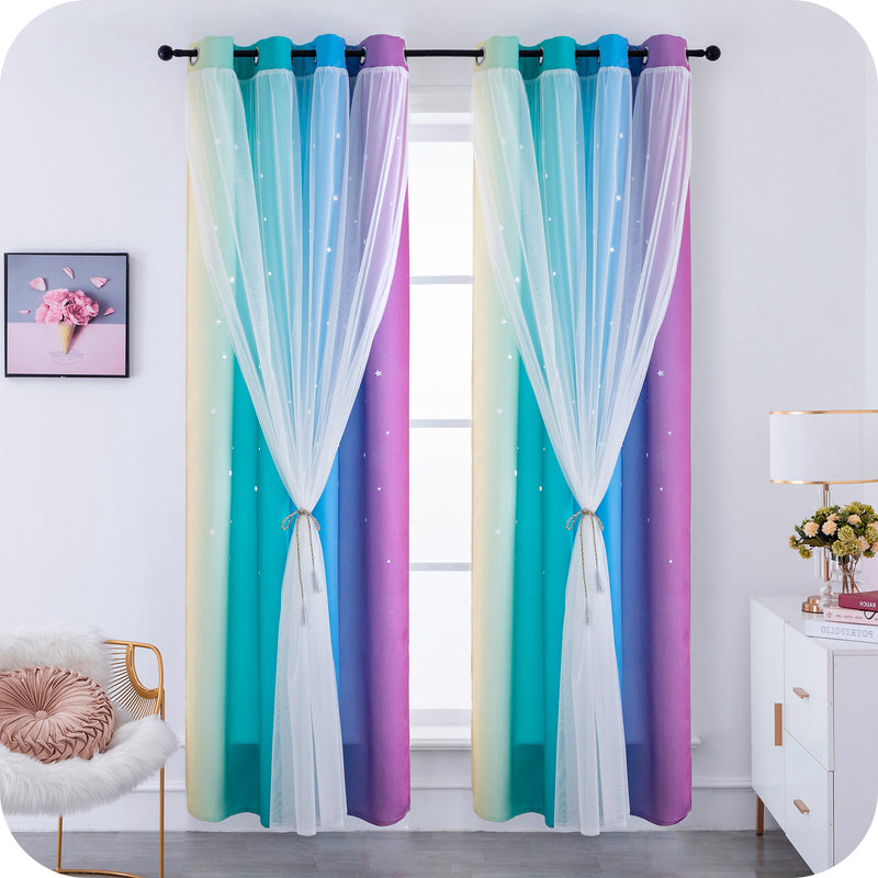 TENDA EVIA SEMI OSCURANTE ARCOBALENO FREDDO CON FORI A STELLE 1 PANNELLO 140X240CM