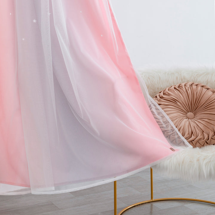 TENDA EVIA SEMI OSCURANTE ROSA-GRIGIA CON FORI A STELLE 1 PANNELLO 140X240CM