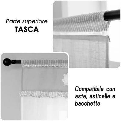 COPPIA TENDE SEMI FILTRANTI CON FIORE DI LOTO 2X60X235CM GRIGIO