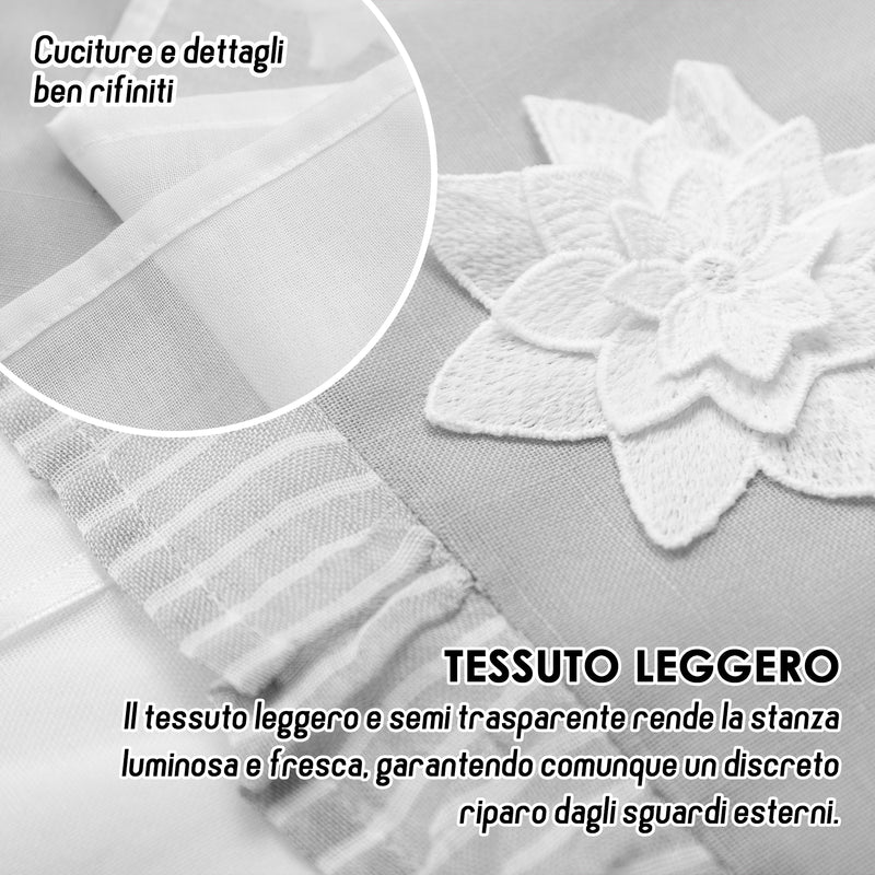 COPPIA TENDE SEMI FILTRANTI CON FIORE DI LOTO 2X60X235CM GRIGIO