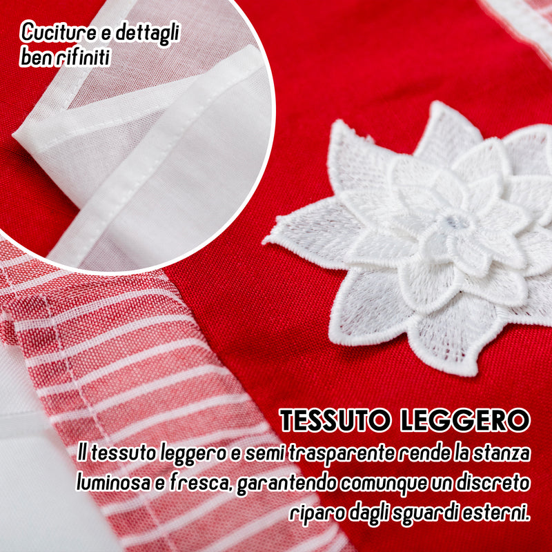 COPPIA TENDE SEMI FILTRANTI CON FIORE DI LOTO 2X60X235CM ROSSO