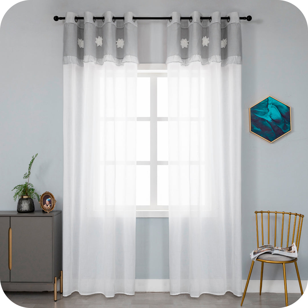 TENDA SEMI FILTRANTE CON FIORE DI LOTO 1 PANNELLO 140X275CM GRIGIO