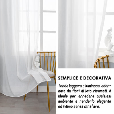 TENDA SEMI FILTRANTE CON FIORE DI LOTO 140X275CM GRIGIO