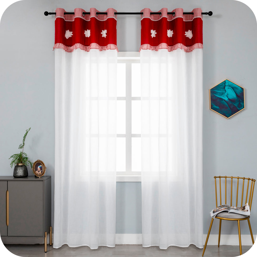 TENDA SEMI FILTRANTE CON FIORE DI LOTO 1 PANNELLO 140X275CM ROSSO