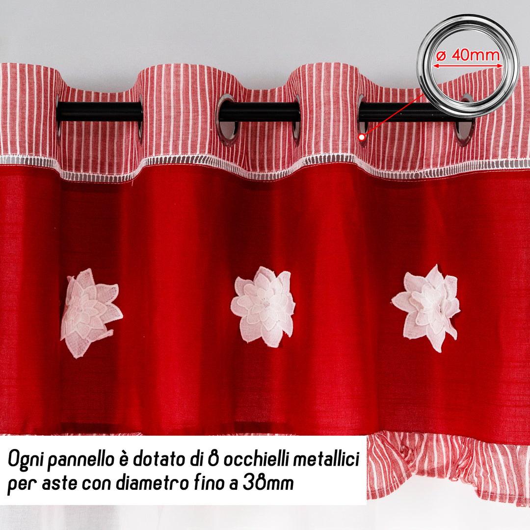 TENDA SEMI FILTRANTE CON FIORE DI LOTO 1 PANNELLO 140X275CM ROSSO