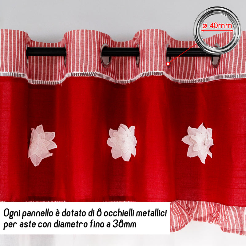 TENDA SEMI FILTRANTE CON FIORE DI LOTO 140X275CM ROSSO