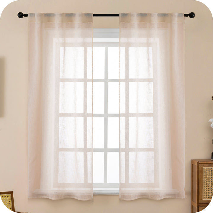COPPIA TENDE ITACA FILTRANTI SIMIL LINO 2X70X150CM BEIGE CHIARO