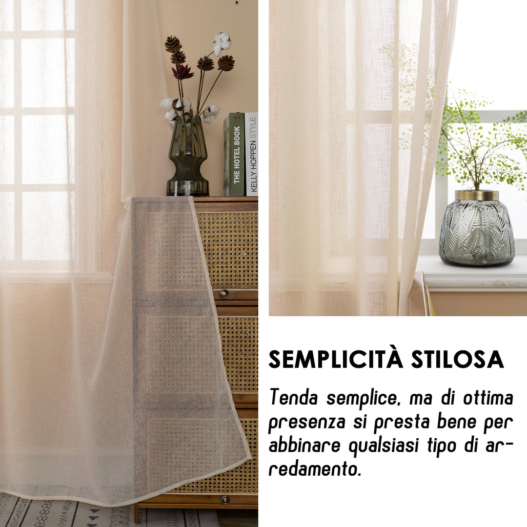 TENDA ITACA FILTRANTE SIMIL LINO 1 PANNELLO 140X290CM BEIGE CHIARO