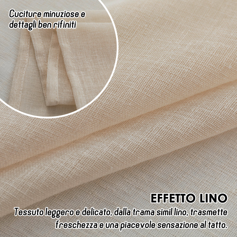 COPPIA TENDE ITACA FILTRANTI SIMIL LINO 2X70X150CM BEIGE CHIARO