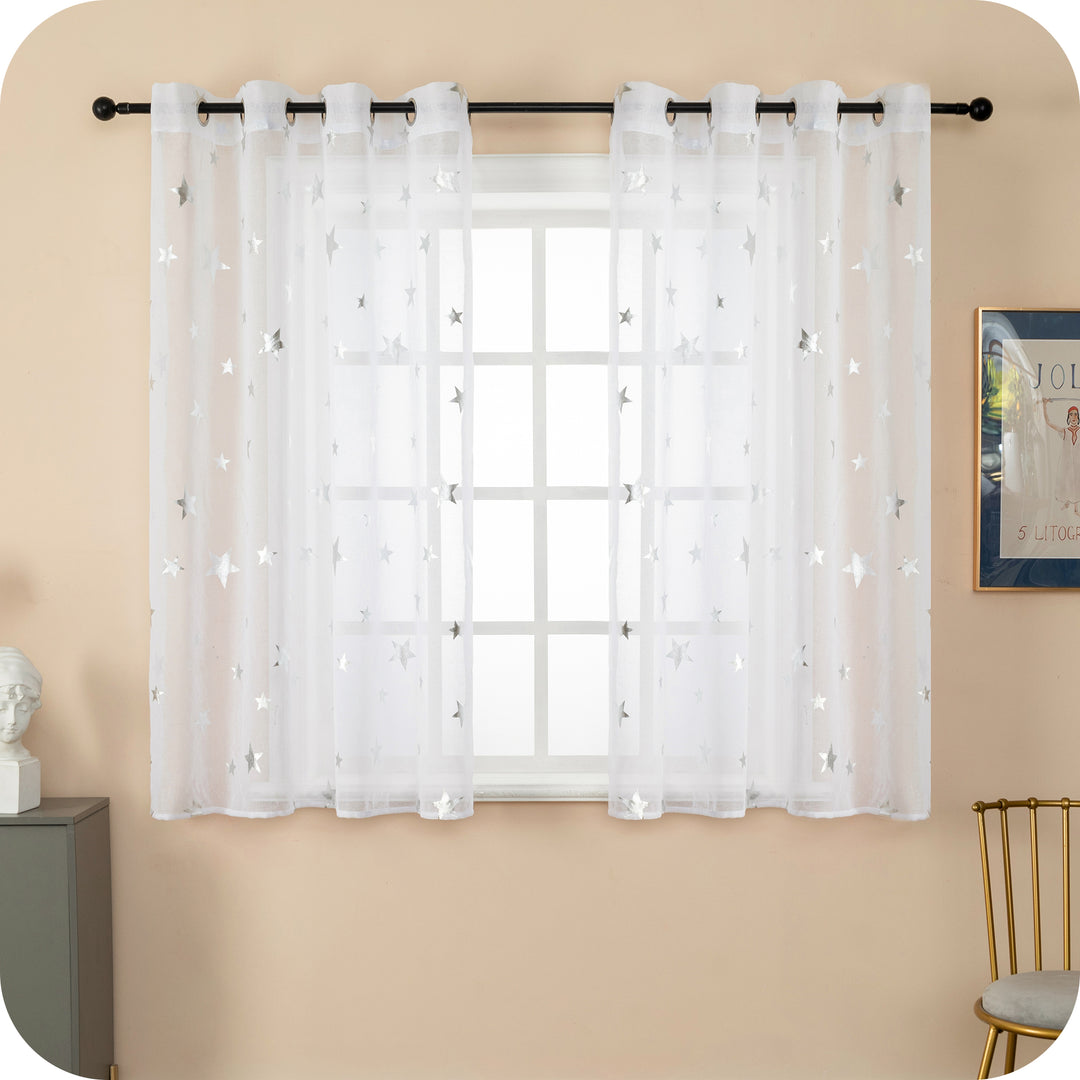 TENDA VOILE FILTRANTE FANTASIA STELLE 1 PANNELLO 140X145CM ARGENTO