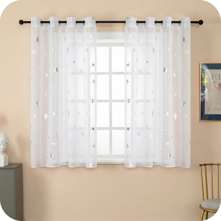 TENDA VOILE FILTRANTE FANTASIA STELLE 1 PANNELLO 140X145CM ARGENTO