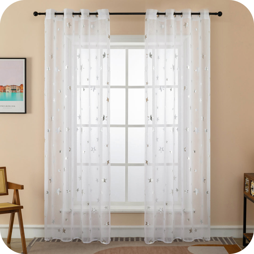 TENDA VOILE FILTRANTE FANTASIA STELLE 1 PANNELLO 140X235CM ARGENTO